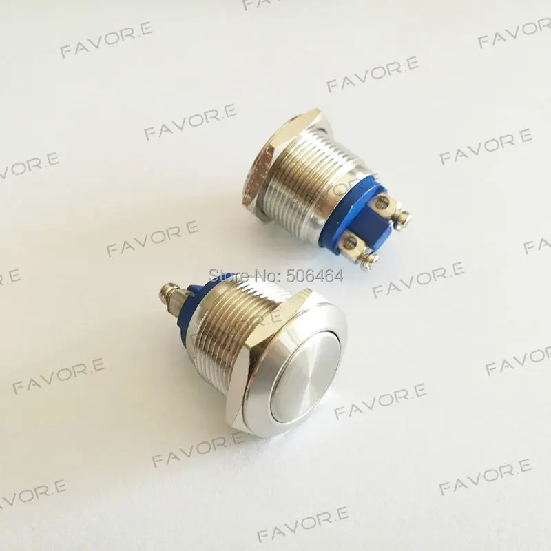 

* Stainless steel metal waterproof 19mm IP65 Momentary Push Button Switch Flat round screw terminal