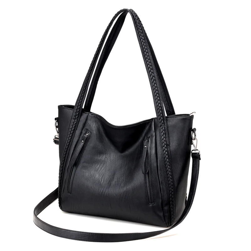 

2018 brand high quality soft leather large pocket casual handbag women's handbag shoulder bag large capacity handbag