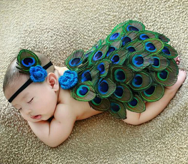 Cute Baby Infant Clothing Set peacock Costume Photo Prop Newborn Photography Baby Hats Headwear+dress 0-6 Month cartoon plush hat cute banana head cover photography prop photo prop