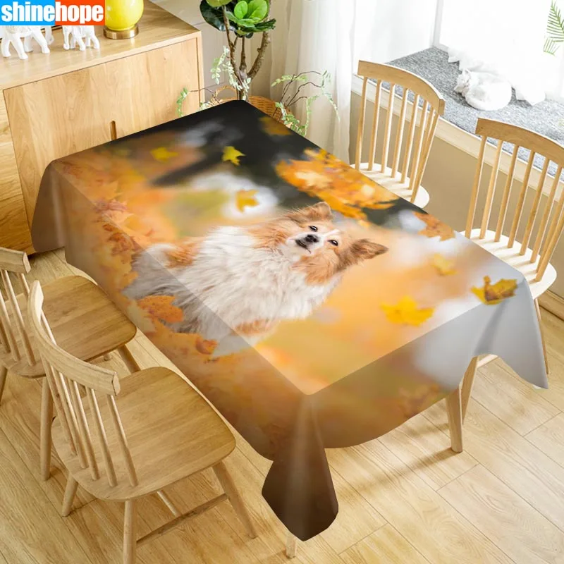 Скатерть с изображением животных шелти, собачья скатерть, Пылезащитная моющаяся ткань, прямоугольная скатерть для домашнего декора стола - Цвет: tablecloths 19