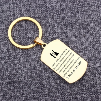 

Dog Tag Trinket Loving Language Engraved Keychain Wedding Keepsake Couple Jewelry Keyrings Bag Charm Wife Husband Present Keytag
