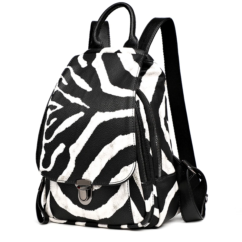 

2019 HOT Sale Leopard Zebra Giraffe Pattern Backpack Designer Shoulder Bag Female Small Backpack PU Leather Bag Travel Bag