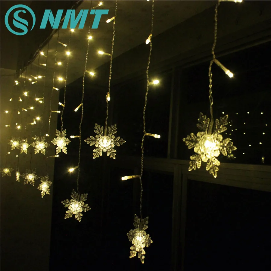 

3.5M 96 LEDs Snowflake String Fairy Lights 220V Christmas Tree Snow Flakes Decoration Led Lights Party Home Wedding Garland Lamp