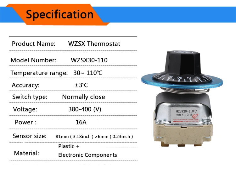 380V 30-110 градусов Цельсия, 6pins, капиллярные термостатом 6 футов отпускной переключатель 3-фазный настраиваемый регулятор температуры