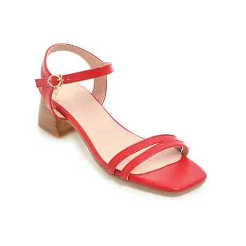 

Summer new product with heel sandals buckle 40414243 square head student casual shoes 1838