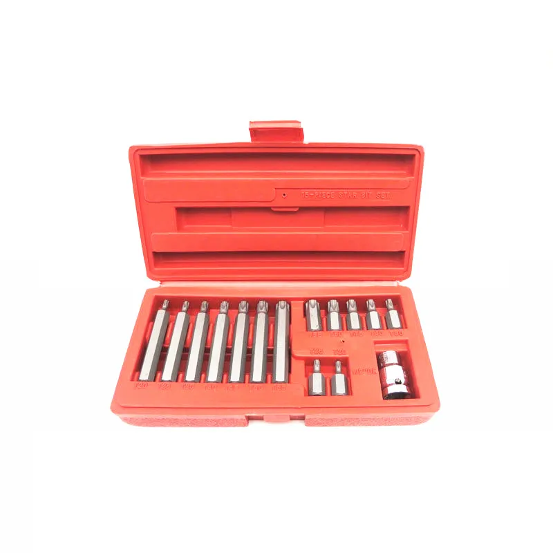 

High quality 15pcs Hexagonal plum socket wrench star shaped nozzle screwdriver T taper modification tool spline key