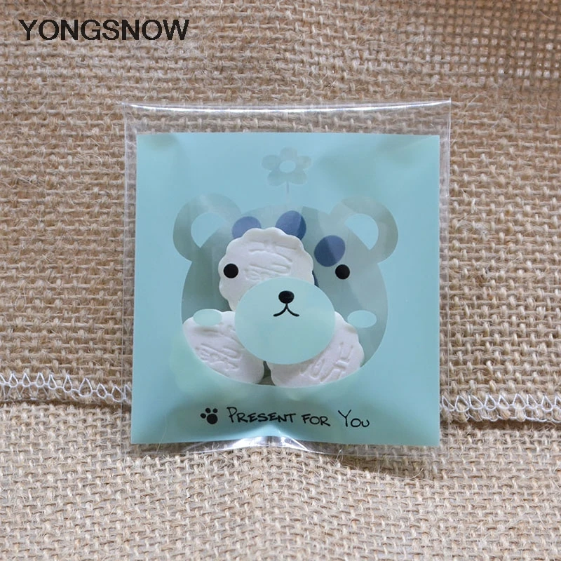 

7x7cm Small Cute Cartoon Plastic Bags Self Adhesive Candy Bag Wedding Decoration Biscuit Snack Baking Package Christmas Gift Bag