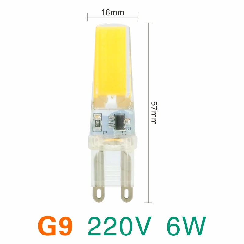 Затемняемый G4 G9 E14 светодиодный лампочка AC/DC 12V 220V 3W 6W COB SMD светодиодный светильник заменить галогенный прожектор люстра - Испускаемый цвет: G9 6W 220V