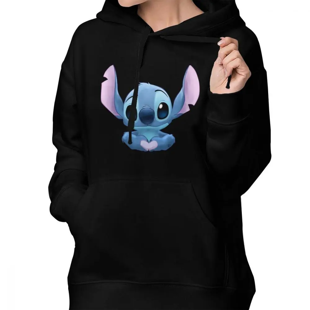  Lilo And Stitch Hoodie Stitch Heart Hoodies Long-sleeve Cotton Hoodies Women Red Sexy Street wear O