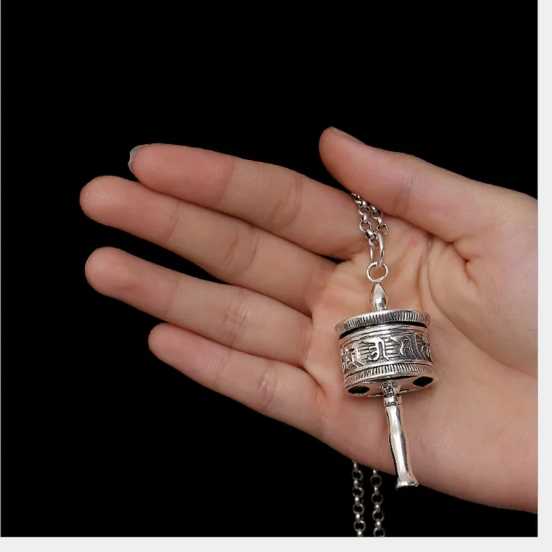 Кулон из серебра 925 пробы унисекс тибетский молитвенный круг без цепочки с