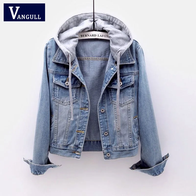 VANGULL женские джинсовые куртки 2019 новые весенние осенние с длинным рукавом