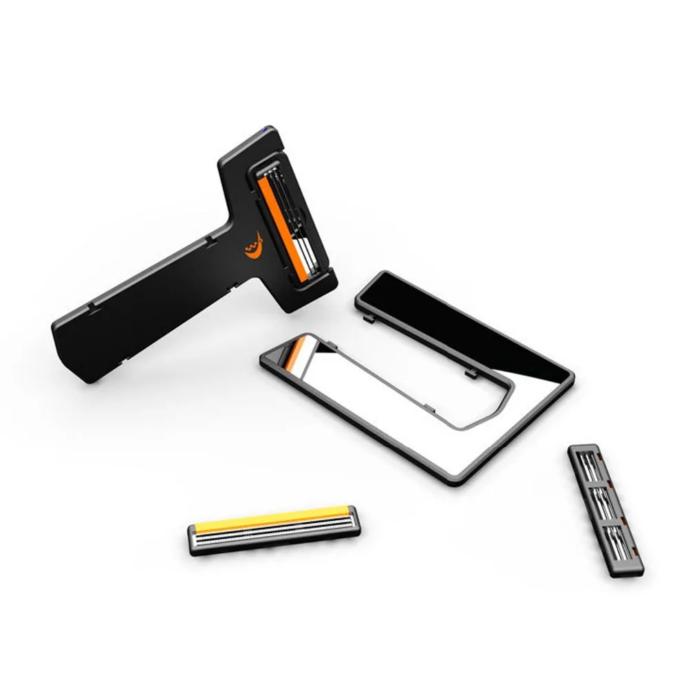 1 шт. ультрапортативная бритва с кармашком для бороды безопасная зеркалом и