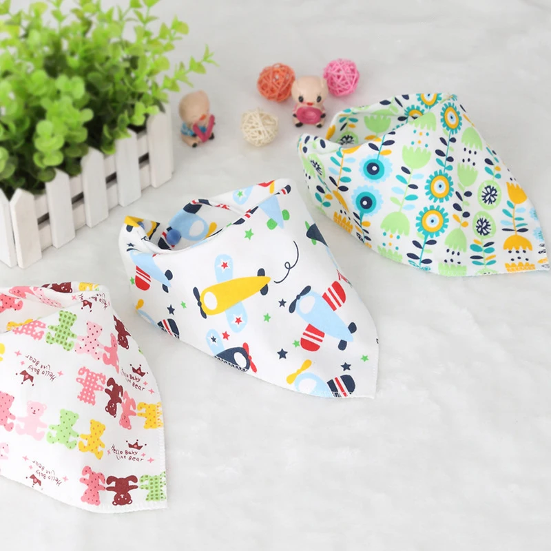 

Baby Bibs Triangle Double Cotton Bibs High quality Cartoon Print Saliva Towel Baby Boys Girls Feeding Apron cotton Bandana Bibs