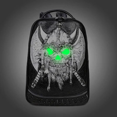 silver backpack Новинка, Пиратская флуоресцентная сумка, рюкзак для женщин, 3D топор, рюкзаки для ноутбука, для подростков, для путешествий, крутая, из искусственной кожи, мужская повседневная сумка - Цвет: silver backpack