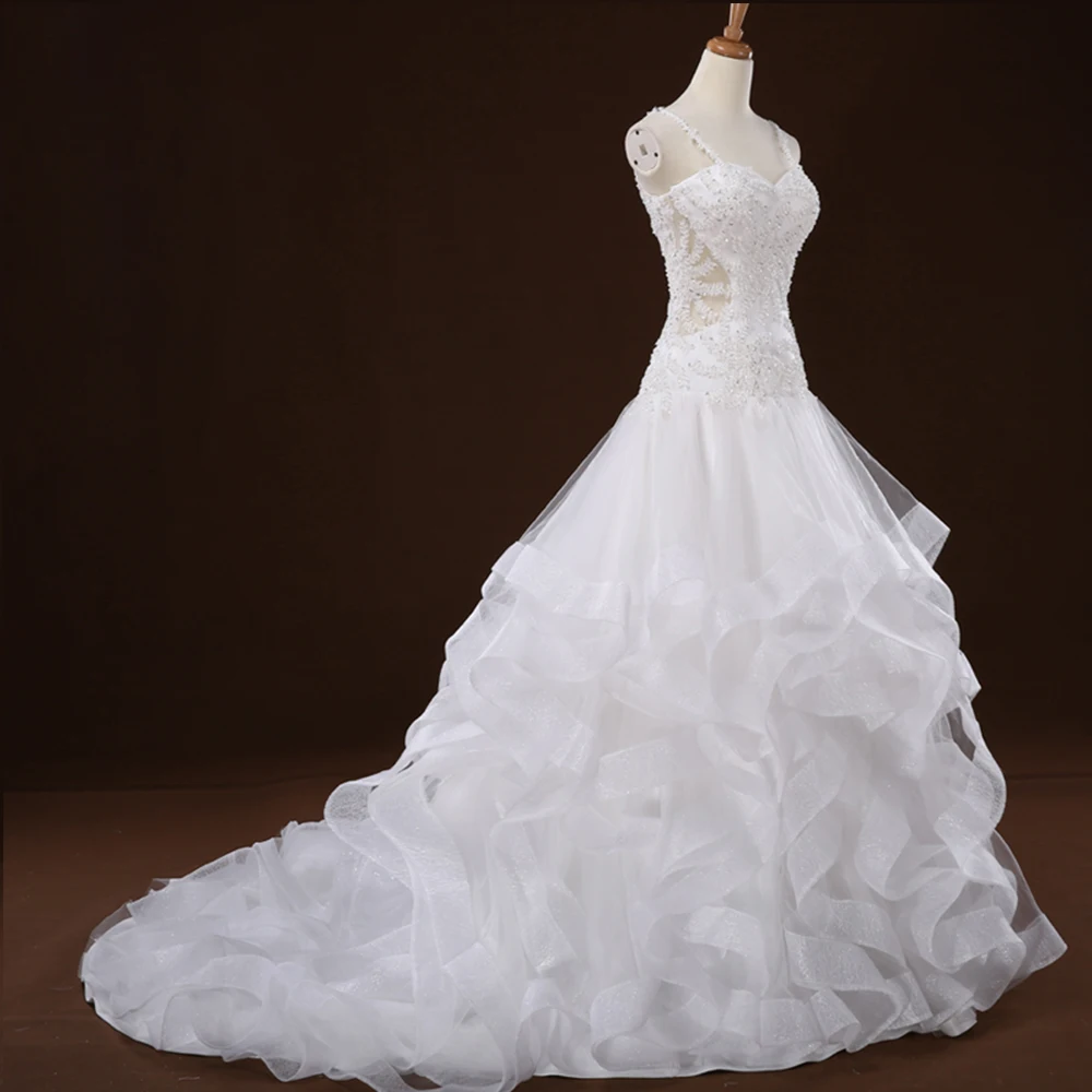 Robe Mariage Индивидуальные аппликации бисер блёстки оборками юбка плюс размеры свадебное платье с подъюбником интернет Китайский магазин