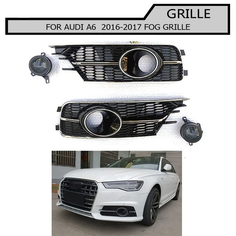 A6 Paino Paint Black Mesh Fog Light Grille Protective Covers For Audi A6 C7 Sport Bumper Only 2016 2017 Partsme Com Buy Auto Parts Online In Uae