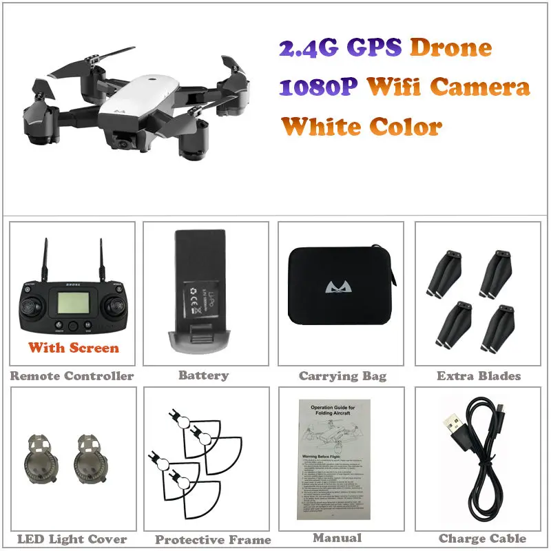 Складной 2,4G gps Радиоуправляемый Дрон Квадрокоптер 5G 1080 P wifi FPV камера gps слежение за мной режим высота Hover фиксированная точка Fly gps авто возврат - Цвет: 2.4G GPS 1080P