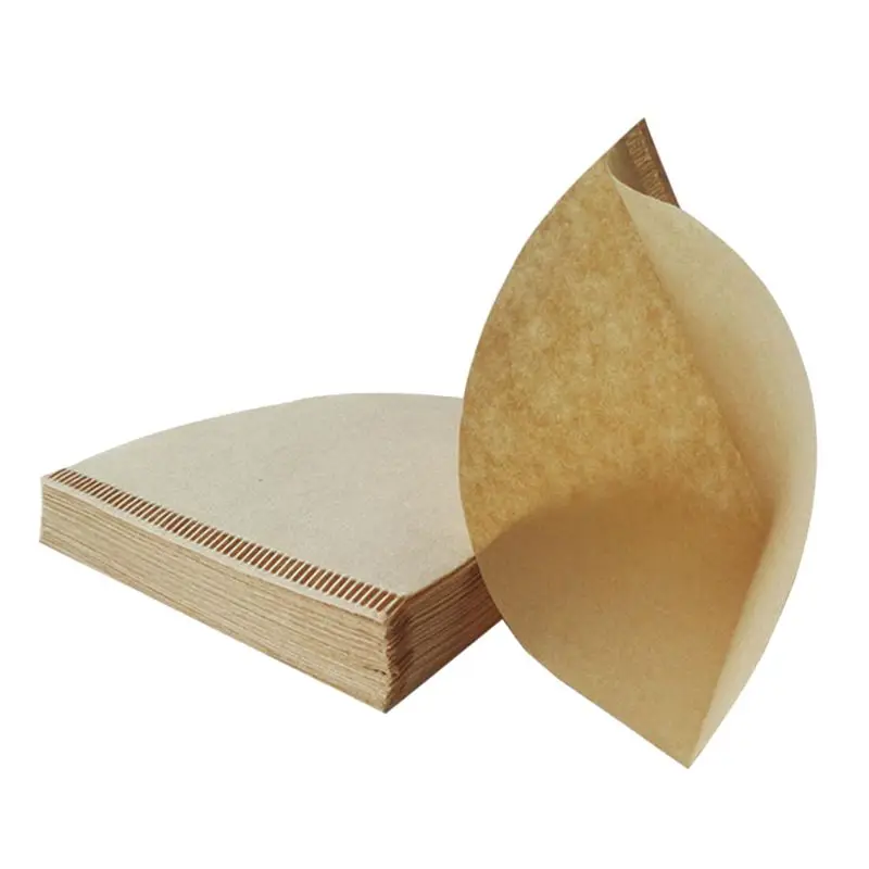 40PCS Coffee Filter Papers Unbleached Original Wooden Drip Paper Cone Shape Coffee Tools