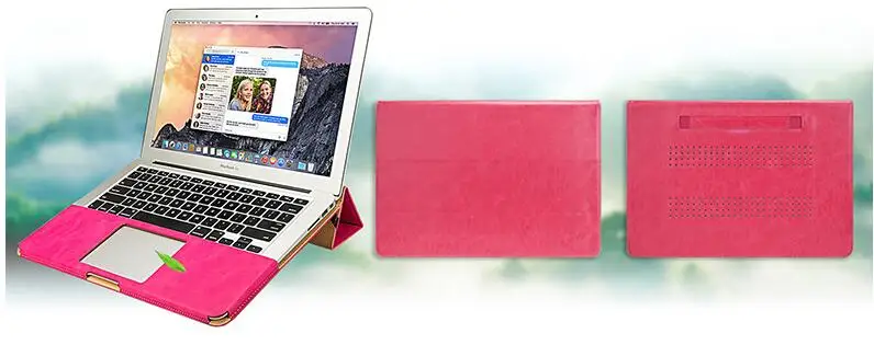 12 inch Red A1534 Роскошные сумки для ноутбуков чехол s из искусственной кожи чехол-подставка для MacBook Air Pro retina 11 12 13 15 дюймов Чехол-книжка - Цвет: 12 inch Red A1534