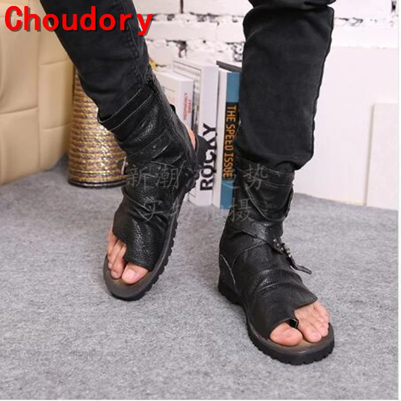 Choudory メンズグラディエータースタイルのサンダル つま先の開いた黒いオートバイのブーツ 夏の靴 Size38 46 Shoes Men Shoe Man Menshoes Men Shoes Aliexpress