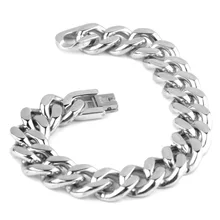 15 мм широкий серебряный цвет нержавеющая сталь панцирная кубинская цепь 7-11 дюймов Бесплатный выбор браслет и браслет для мужчин ювелирные изделия