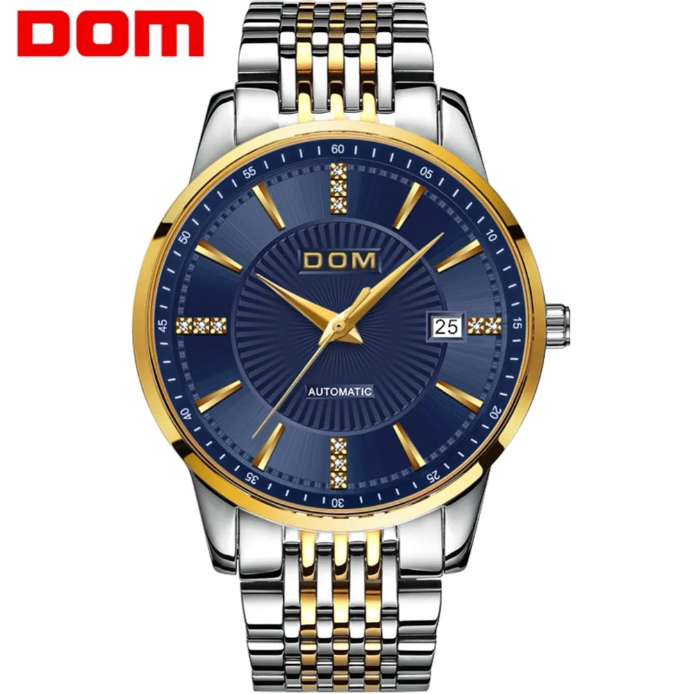 

DOM Men Watch Mechanical Stainless Steel Japan Movement Male Blue Wrist Watch Waterproof Auto Self-wind Relogio Masculino M-79