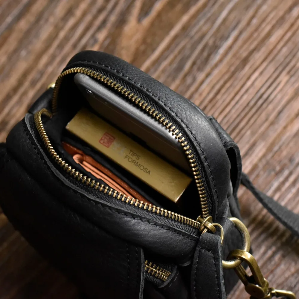 AETOO Leather Messenger Bag casual vintage Leather Phone Pocket Shoulder Bag Mini Men's Soft Leather Small Bag