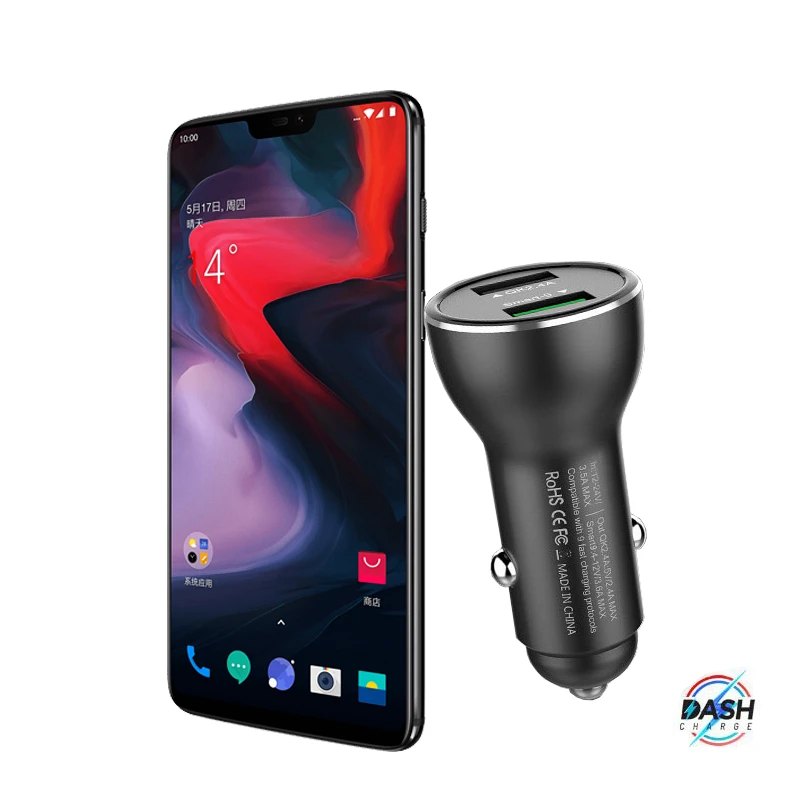 OnePlus Dash Charge Metal Car Charger Dual USB for OnePlus 6 5T 5 3T 3 Original One Plus Dash
