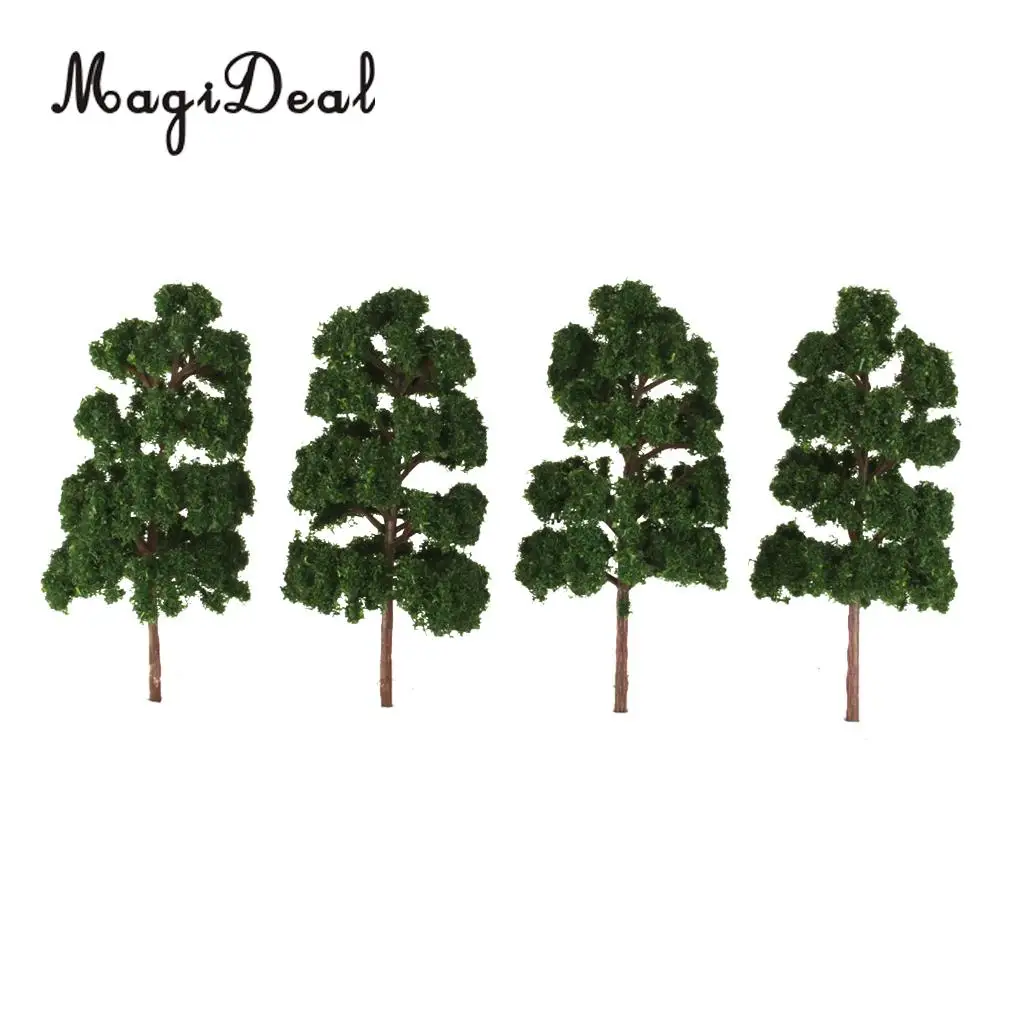 MagiDeal 10Pcs Plastic Model Trees Train Railway Wargame Diorama Architecture Village Layout HO Scale for Classroom House Decor