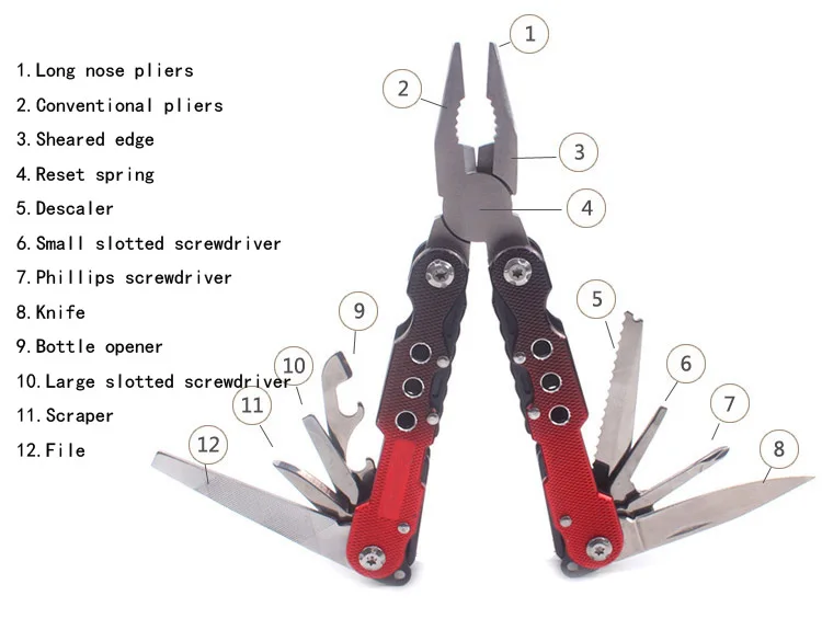 160 мм складной Мультитул плоскогубцы многофункциональный Комбинации плоскогубцы с Ножи накипи для бутылок Отвертка файл Открытый