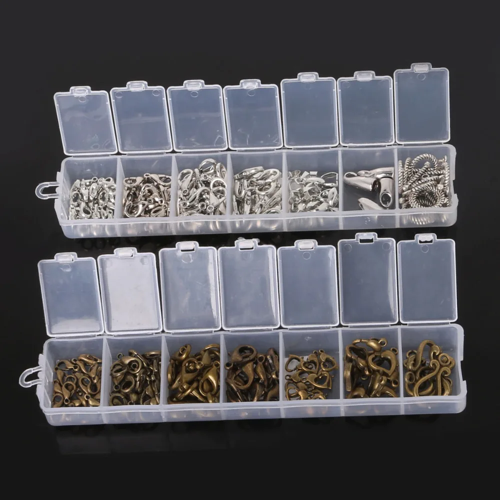 

Mixed Style 100Pcs/lot Rhodium/Bronze Color Open Lobster Clasp Hooks For Jewelry Making Findings DIY Accessories