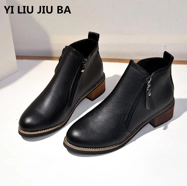 

Spring autumn Women Shoes High Heels Ankle shoes Female Block Mid Heels Casual shoes women zapatos Mujer Plus Size 35-40 *179