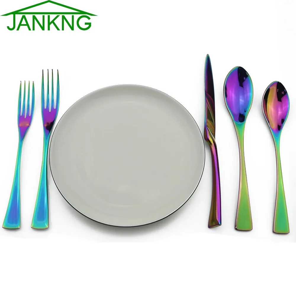 JANKNG 20 Pieces Colorful Rainbow Dinnerware Set Luxury Tableware ...