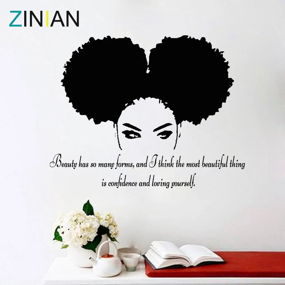

Tribal African Woman Decal Beauty Quote Beautiful Afro Girl Home Decor Living Room Bedroom Confidence Wall Stickers Salon Z900