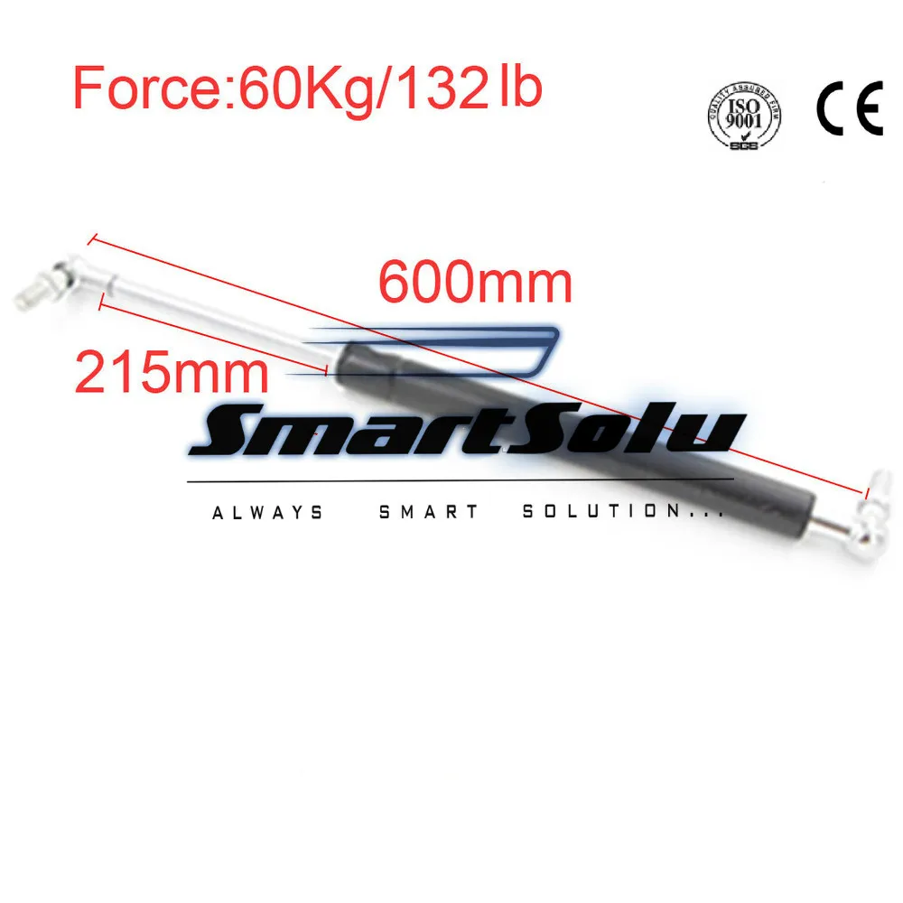 

Free shipping 2pcs/lot 600mm-215mm-600N Quality Certifed 60kg 132 Lbs Force 215mm Stroke Auto Gas Spring