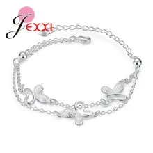 Элегантный 925 пробы серебряный прекрасный сладкий бабочка двойной Layred женские браслеты хорошее качество цена