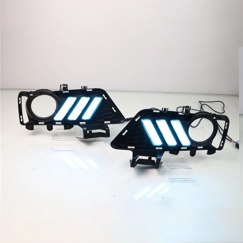 

ShenLao For BMW F30 3 Series 2018 2019 Daytime running lights waterproof LED DRL Fog lamp driving lights with Yellow Turn Signal