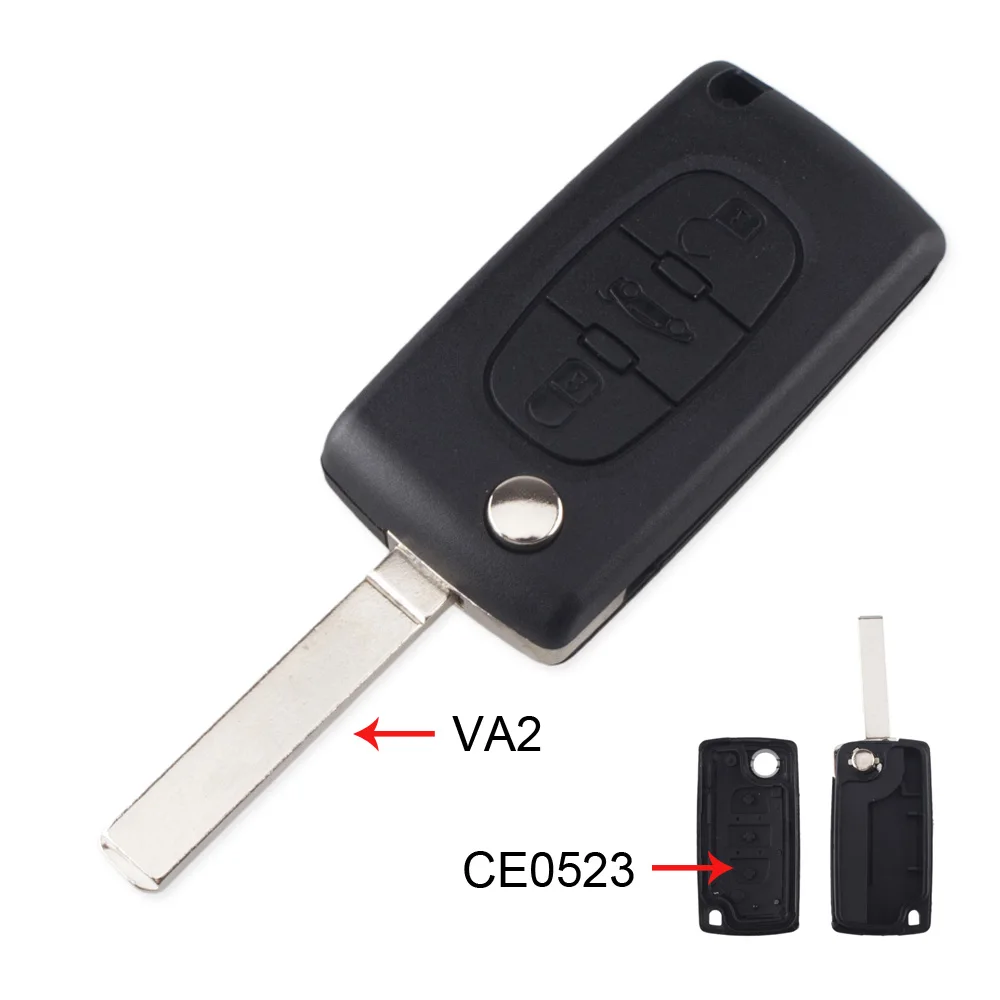 Чехол KEYYOU с 3 кнопками для Citroen C2 C3 C4 C5 C6 C8 откидной складной чехол для дистанционного ключа крышка Fob Uncut с лезвием HU83/VA2 - Количество кнопок: 2 Кнопки