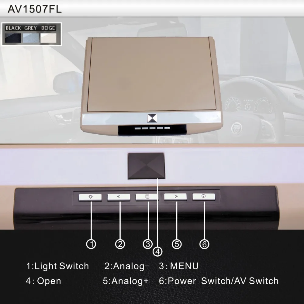  auto 15.6 inch Flip Down LED Monitor with HDMI Input