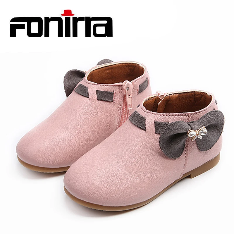 

Fonirra Newest Children Fashion Boots Zipper Bowknot Decoration Short Boots Lighted Comfortable Girls Casual Shoes 481
