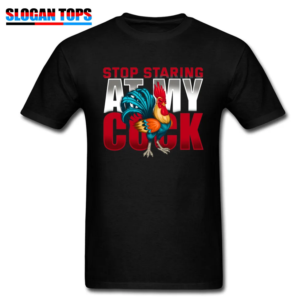 Street Crewneck T Shirts Summer/Fall Tops Shirts Short Sleeve Brand New Pure Cotton Leisure Tops Shirts comfortable Men's Stop Staring At My Cock Funny Chicken 9331 black