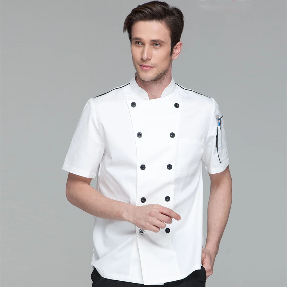Высококачественная Униформа с короткими рукавами шеф-повара летняя рабочая одежда для мужчин и женщин кухонная куртка для повара шеф-повара мастер белое пальто униформа