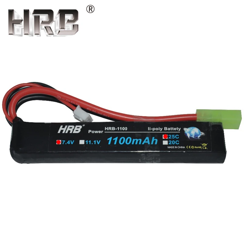 HRB RC Lipo батарея 2S 7,4 V 3S 11,1 V 1100mAh 25C разъем Tamiya Airsoft пневматические пистолеты для радиоуправляемого автомобиля fpv Дрон с 1-8S тестер напряжения