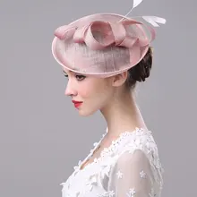 Brial шляпа Свадебная, с перьями различных мероприятий; головной убор для невесты, украшение для волос, черный/белый/цвет слоновой кости/розового/серого цвета