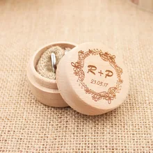 Персонализированные деревенский кольцо шкатулка обручальное кольцо на заказ держатель винтажное свадебное кольцо предъявителя Подушка коробки, гравированная деревянная коробочка для кольца