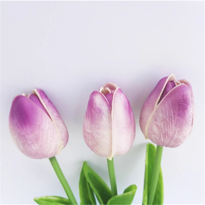 Purple Tulip Bouquet Fashion Wedding Flowers Artificial Fake Bulbs Bridal Tulip Purple Tulip