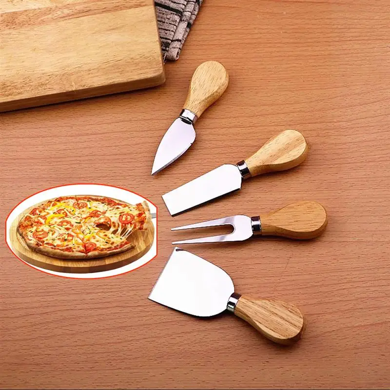 4 шт./компл. пицца пирог аксессуары для сыра Ножи с деревянной ручкой нож для сыра набор ножей кухонный инструмент для приготовления выпечки резак для сыра