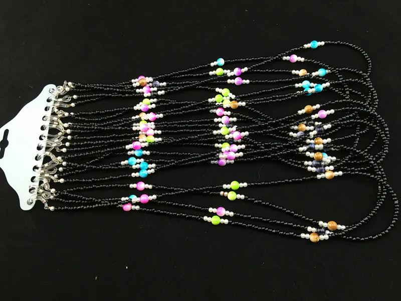 

Wholesale 12 pcs black beads Eyeglasses acrylic Cord spectacle sunglasses eyewear chain reading glasses holder 0241