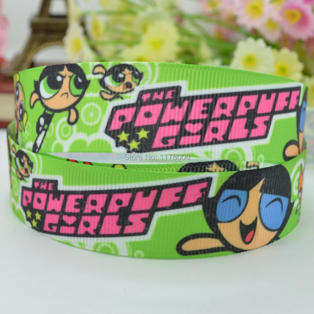 

DUWES 7/8" 22mm The powerpuff girls cartoon Printed grosgrain ribbon hairbow DIY handmade wholesale OEM 50YD