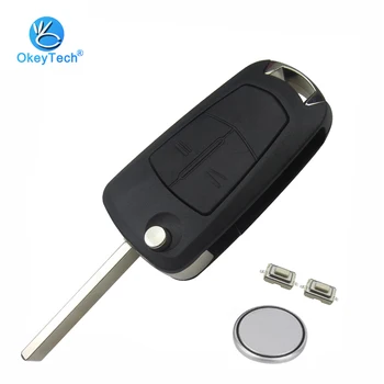 

OkeyTech 2 Button Flip Folding Remote Car Key Shell Cover Case Fob with Battery Switch for Opel Astra H Corsa D Vectra C Zafira
